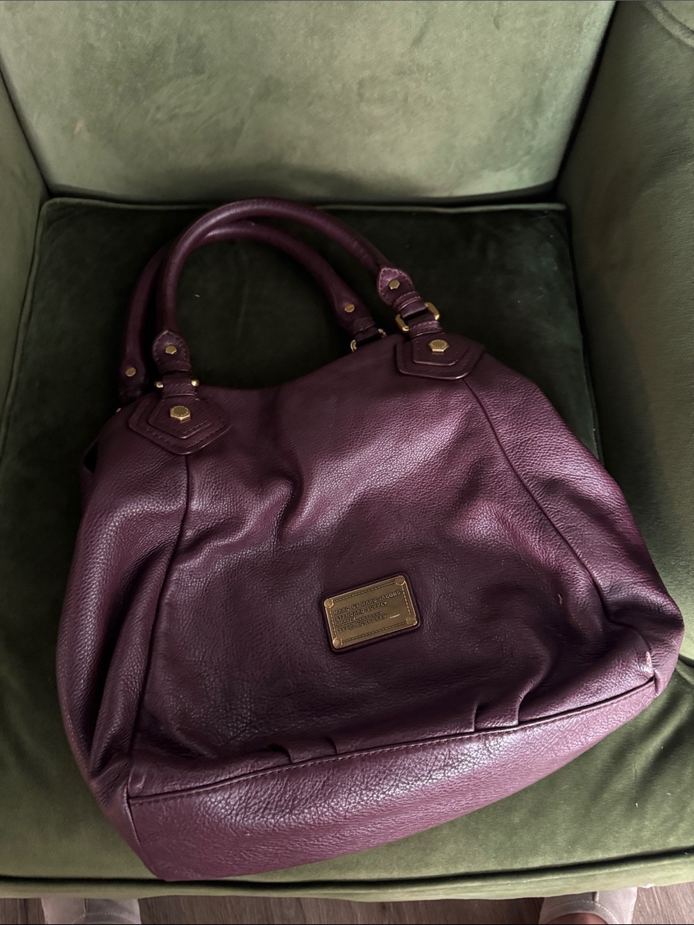 Marc Jacobs Vintage Purple Leather Tote Bag